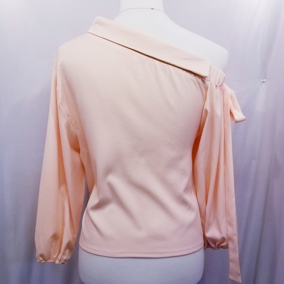 Off Shoulder Blouse Bowknot Pretty Peachy Pink - Picture 8 of 8